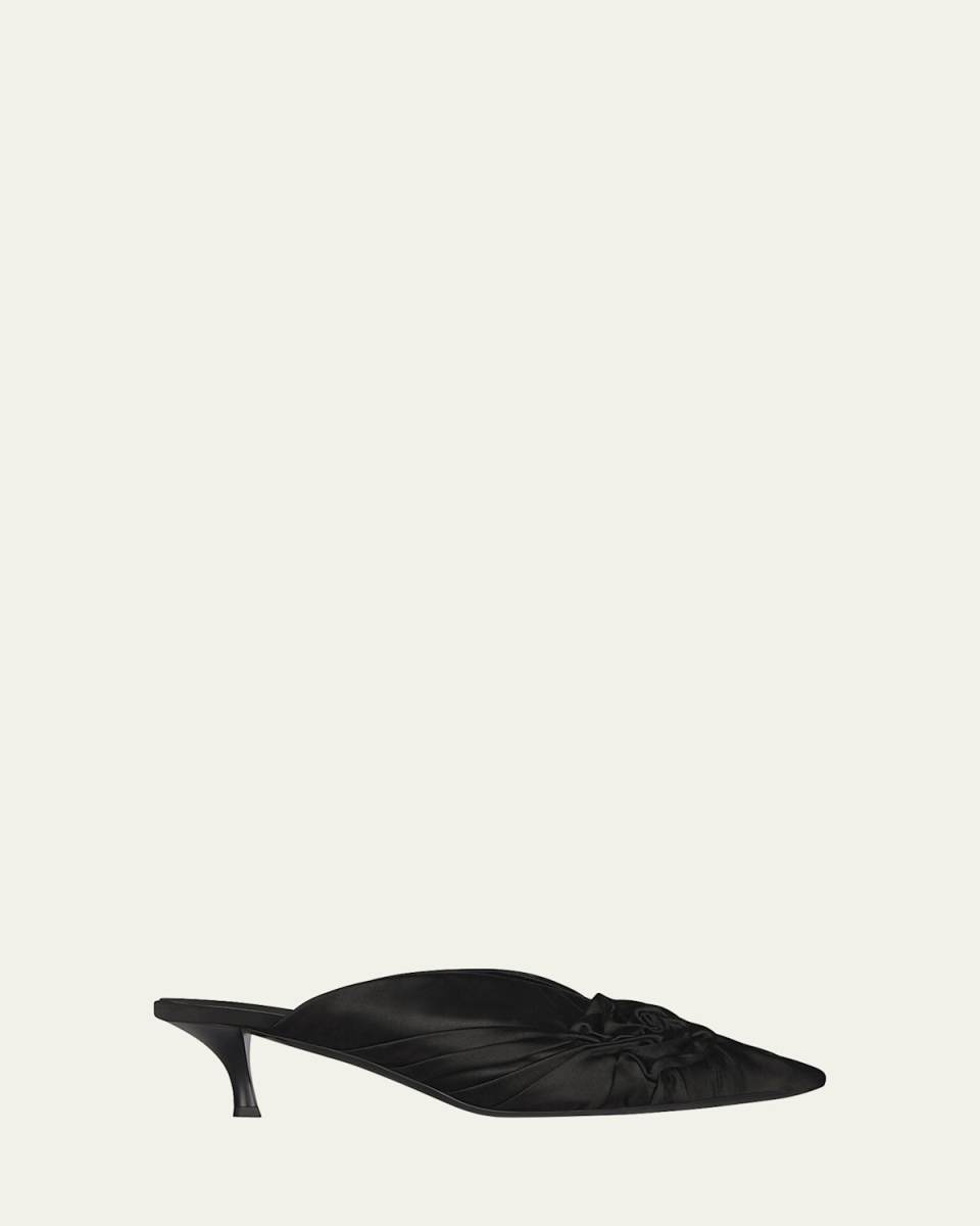 Show Twist Silk Kitten-Heel Mules